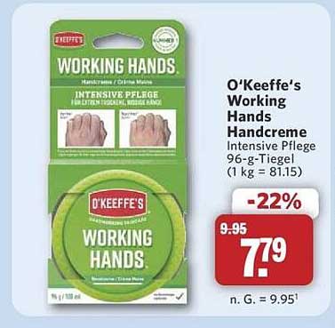 O'Keeffe's Working Hands Handcreme Intensive Pflege 96-g-Tiegel
