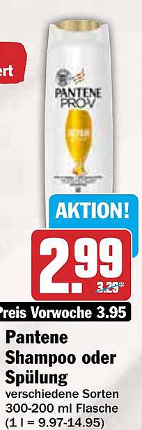 Pantene Shampoo oder Spülung 300-200 ml Flasche - Aktionspreis!
