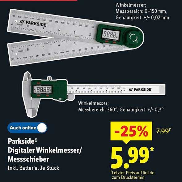 Parkside® Digitaler Winkelmesser/Messschieber