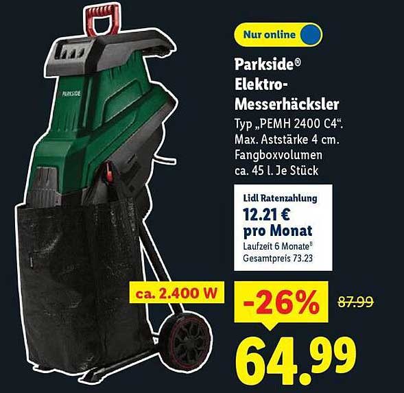 Parkside Elektro-Messerhäcksler Typ „PEMH 2400 C4“