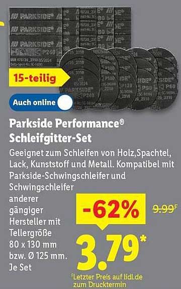 Parkside Performance® Schleifgitter-Set, 15-teilig