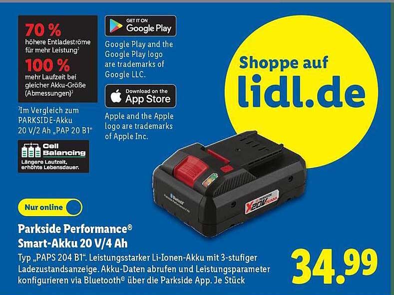 Parkside Performance® Smart-Akku 20 V/4 Ah