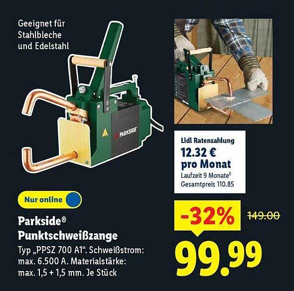 Parkside® Punktschweißzange Typ „PPSZ 700 A1“