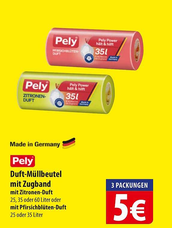 Pely Duft-Müllbeutel mit Zugband, 3 Packungen