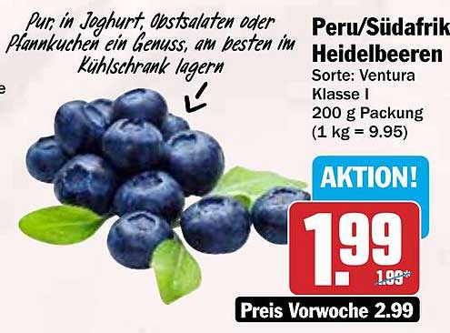 Peru/Südafrika Heidelbeeren - Ventura Klasse I 200 g