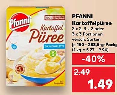 PFANNI Kartoffelpüree 2 x 2, 3 x 2 oder 3 x 3 Portionen, verschiedene Sorten