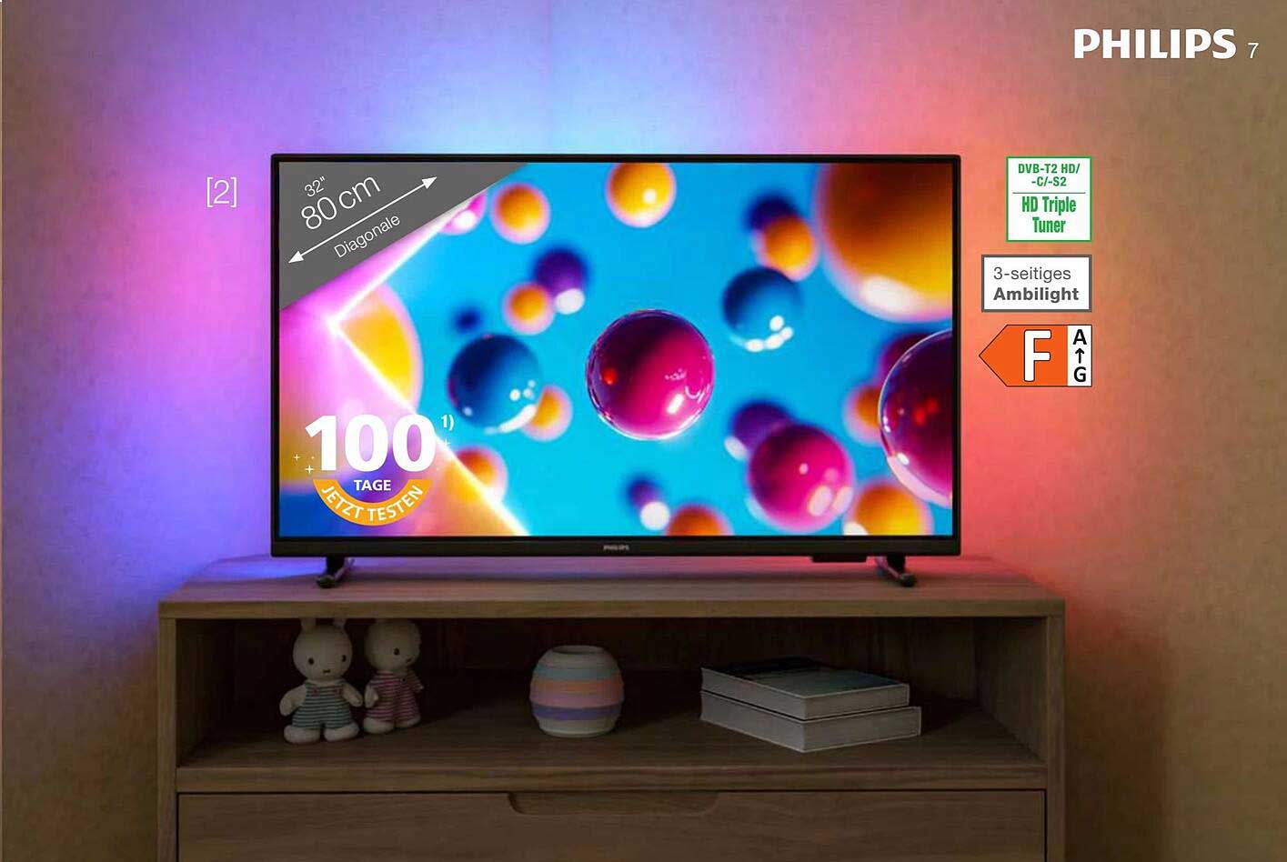 Philips 32" (80 cm) Fernseher mit Ambilight – 100 Tage testen!
