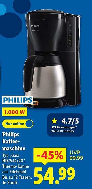 Philips Kaffeemaschine Typ „Gaia HD7544/20“