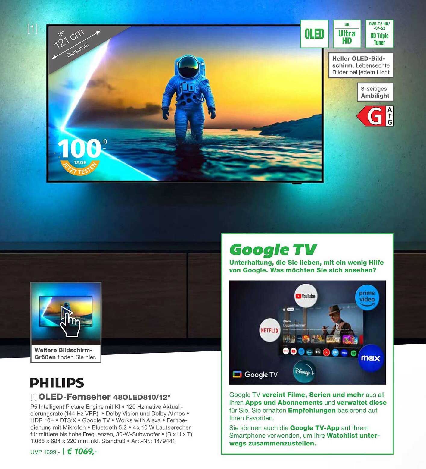 PHILIPS OLED-Fernseher 48OLED810/12