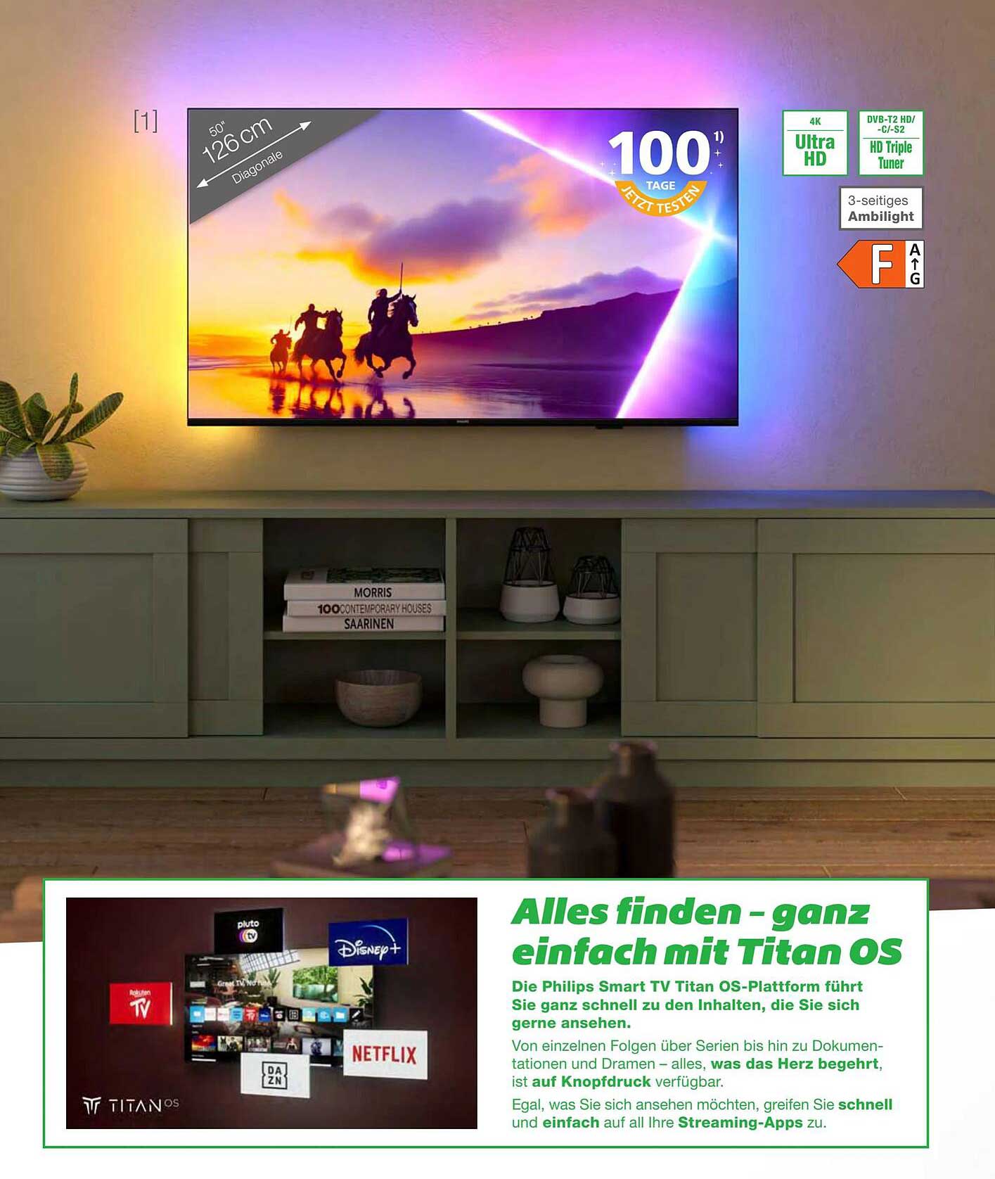 Philips Smart TV 50" (126 cm) mit Ambilight und Titan OS