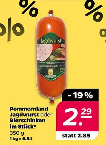 Pommerland Jagdwurst oder Bierschinken im Stück