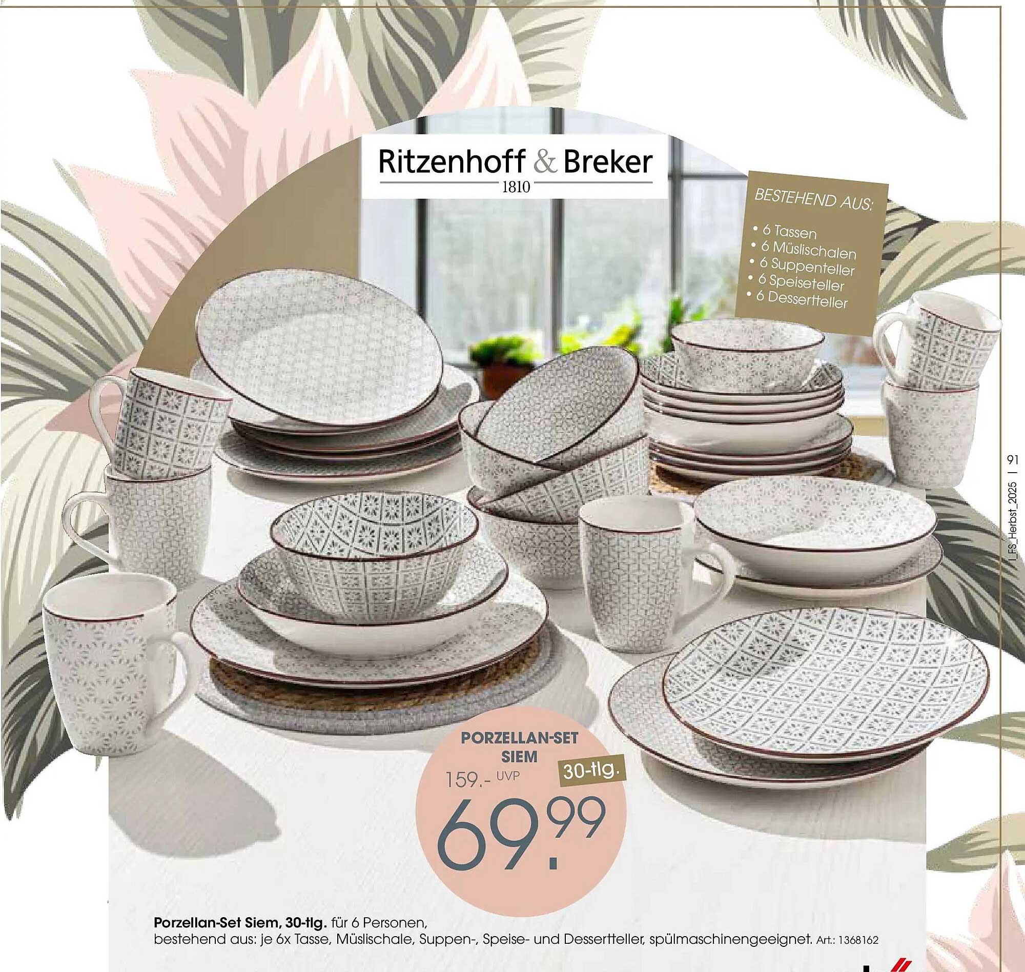 Porzellan-Set Siem, 30-tlg. für 6 Personen