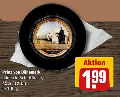 Prinz von Dänemark dänisch. Schnittkäse, 45% Fett i.Tr., je 100 g