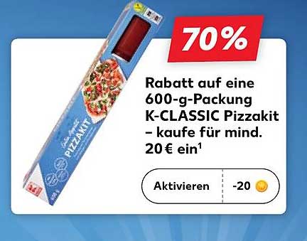 Rabatt auf eine 600-g-Packung K-CLASSIC Pizzakit