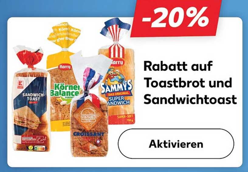 Rabatt auf Toastbrot und Sandwichtoast