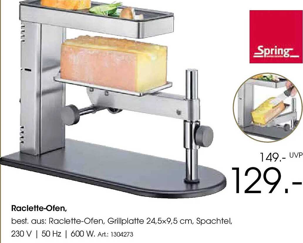 Raclette-Ofen, 230 V, 50 Hz, 600 W