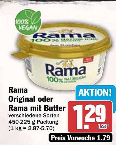 Rama Original oder Rama mit Butter - 100% natürlich und vegan