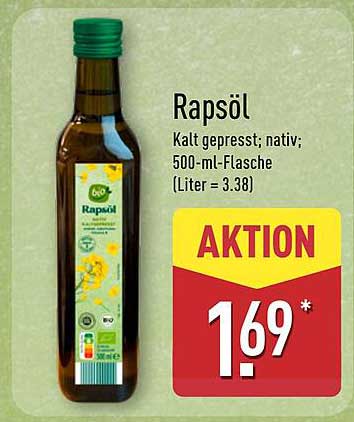 Rapsöl - Kalt gepresst, nativ; 500-ml-Flasche