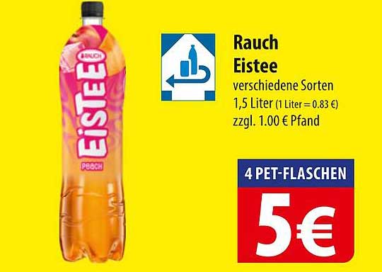 Rauch Eistee verschiedene Sorten 1,5 Liter (4 PET-Flaschen für 5 €)