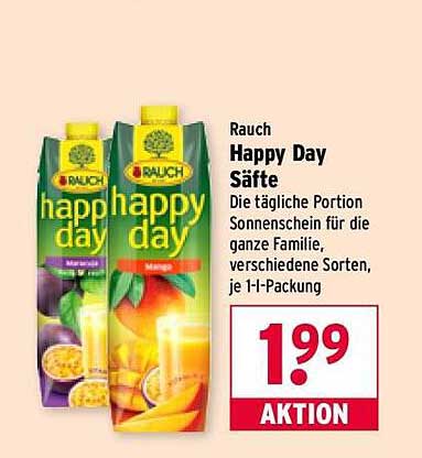 Rauch Happy Day Säfte - Die tägliche Portion Sonnenschein für die ganze Familie
