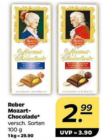 Reber Mozart-Schokolade verschiedene Sorten 100 g