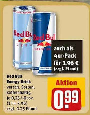 Red Bull Energy Drink - 0,25 l Dose für nur 0,99 € (zzgl. Pfand)