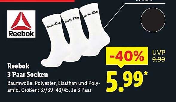 Reebok 3 Paar Socken