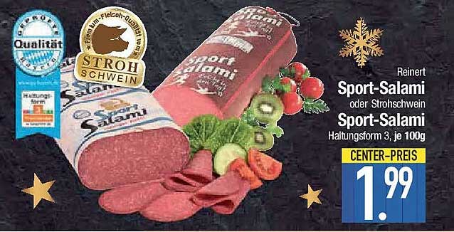 Reinert Sport-Salami oder Strohschwein Sport-Salami, Haltungsform 3, je 100g
