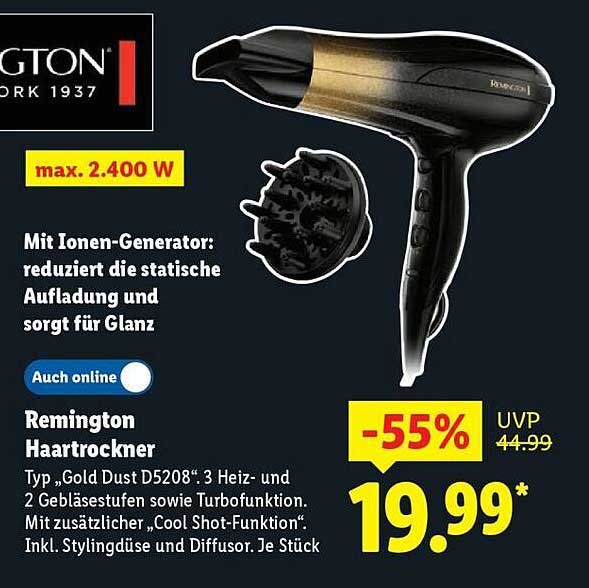 Remington Haartrockner Typ „Gold Dust D5208“
