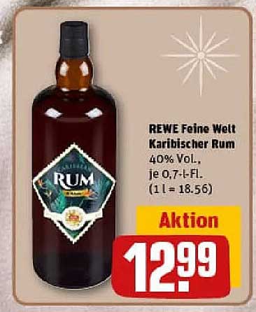 REWE Feine Welt Karibischer Rum 40% VOL., je 0,7 l