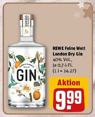 REWE Feine Welt London Dry Gin 40% Vol., je 0,7 l