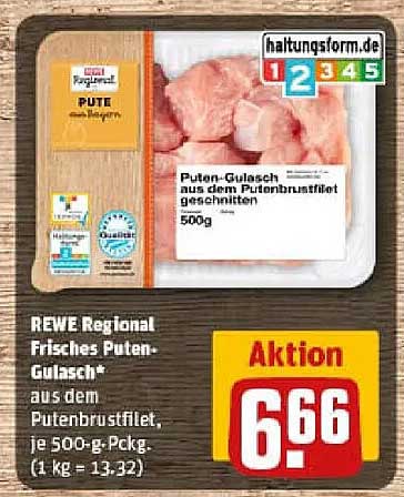 REWE Regional Frisches Putengulasch aus dem Putenbrustfilet