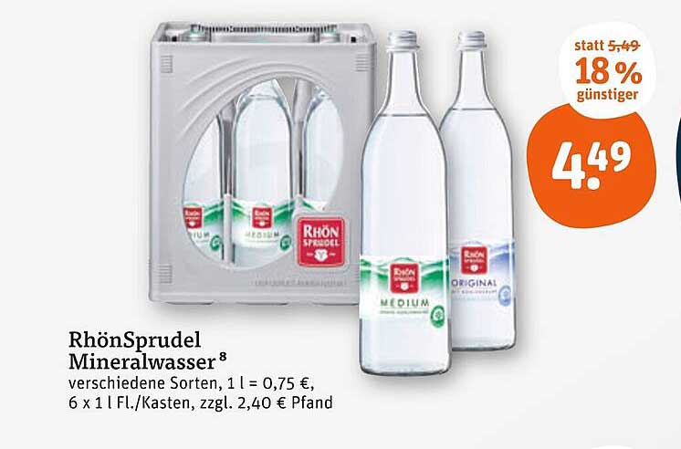 RhönSprudel Mineralwasser 6 x 1 l Kasten