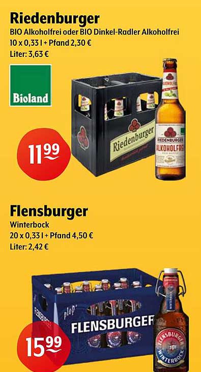Riedenburger BIO Alkoholfrei oder BIO Dinkel-Radler Alkoholfrei 10 x 0,33 l