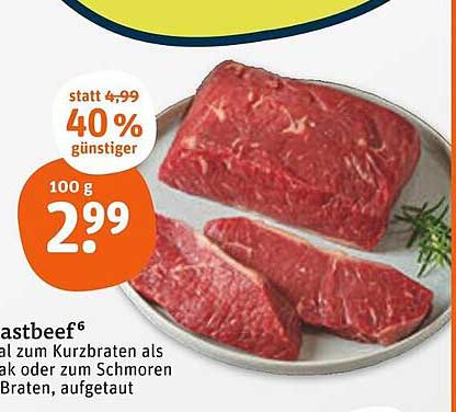 Rindfleisch (aufgetaut) - 40% günstiger auf 100 g für nur 2,99 €