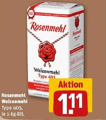 Rosenmehl Weizenmehl Type 405, je 1-kg-Btl.