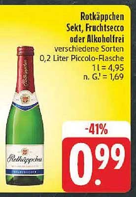 Rotkäppchen Sekt, Fruchtsecco oder Alkoholfrei 0,2 Liter Piccolo-Flasche