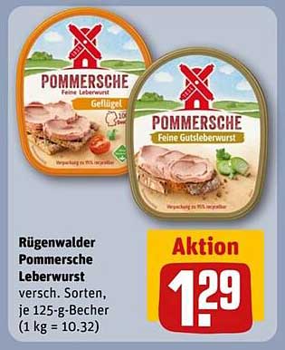 Rügenwalder Pommersche Leberwurst - 125 g Becher für nur 1,29 €