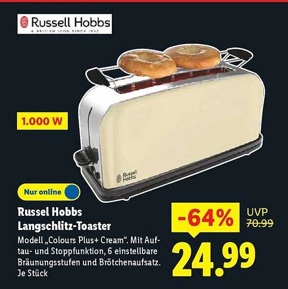 Russell Hobbs Langschlitz-Toaster - Modell, Colours Plus+ Cream