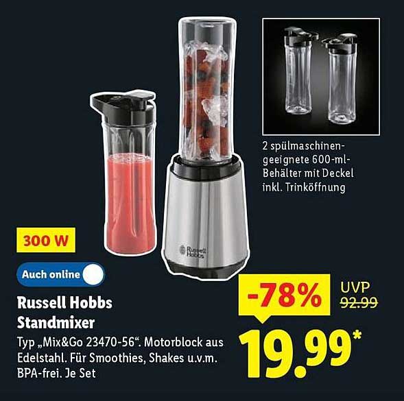 Russell Hobbs Standmixer Typ „Mix&Go 23470-56“