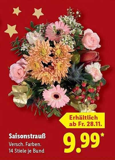 Saisonstrauß – Verschiedene Farben, 14 Stiele je Bund