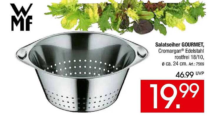 Salatseiher GOURMET, Cromargan® Edelstahl rostfrei 18/10, Ø ca. 24 cm.