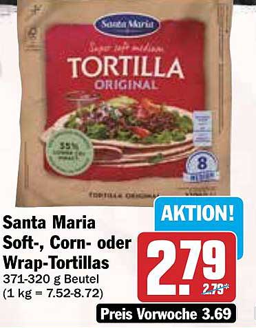 Santa Maria Soft-, Corn- oder Wrap-Tortillas