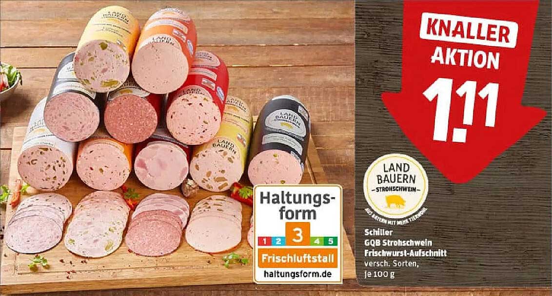 Schiller GQB Strohschwein Frischwurst-Aufschnitt – 1,11 € je 100 g