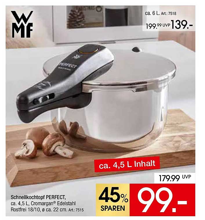 Schnellkochtopf PERFECT, ca. 4,5 L, Cromargan® Edelstahl