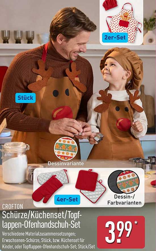Schürze/Küchenset/Topflappen-Ofenhandschuh-Set