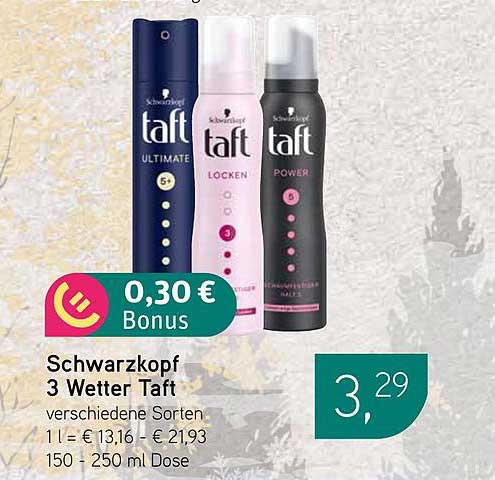 Schwarzkopf 3 Wetter Taft - Verschiedene Sorten