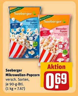 Seeberger Mikrowellen-Popcorn - verschiedene Sorten, je 90 g-Packung