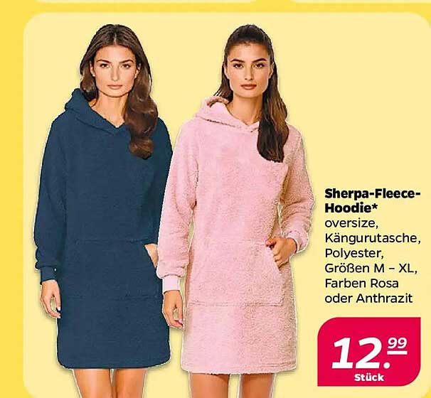 Sherpa-Fleece-Hoodie – Oversize mit Kängurutasche
