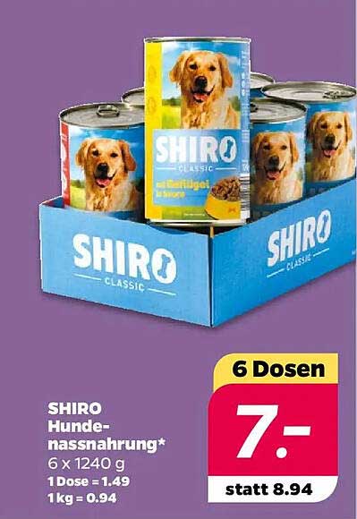 SHIRO Hundenassnahrung 6 x 1240 g